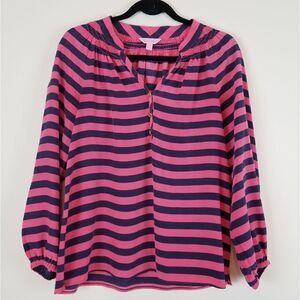 Lilly pulitzer silk striped blouse Sz S